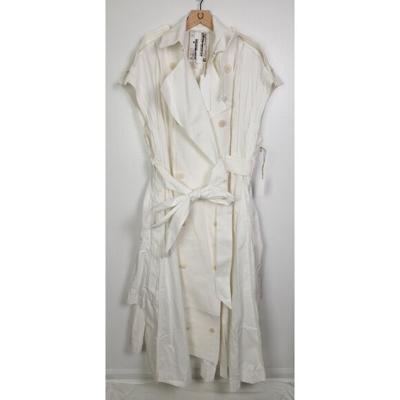 maison blanche All-Gender Sz. 4/L Sleeveless Trench-Coat In White NWT - Picture 1 of 9